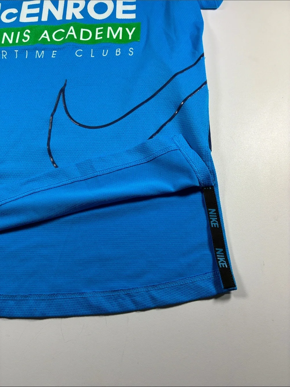 Nike Blue John McEnroe Tennis Academy Short Sleeve Tee, size XS